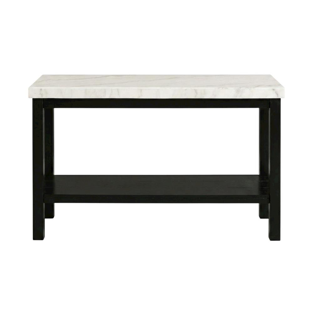 Rectangle Sofa Table, Marble Top, Transitional Console Table,Living Room,White. Picture 1
