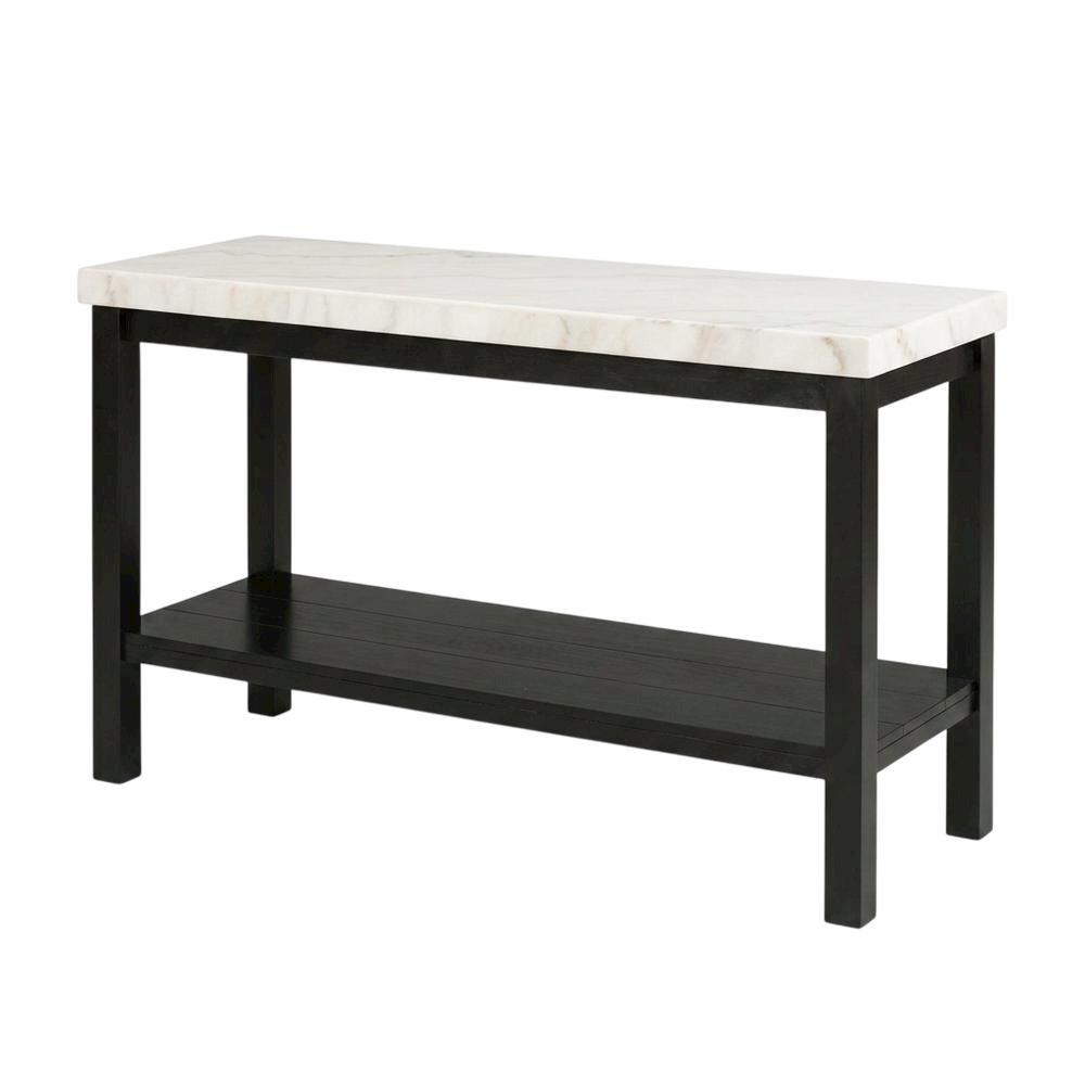 Rectangle Sofa Table, Marble Top, Transitional Console Table,Living Room,White. Picture 5