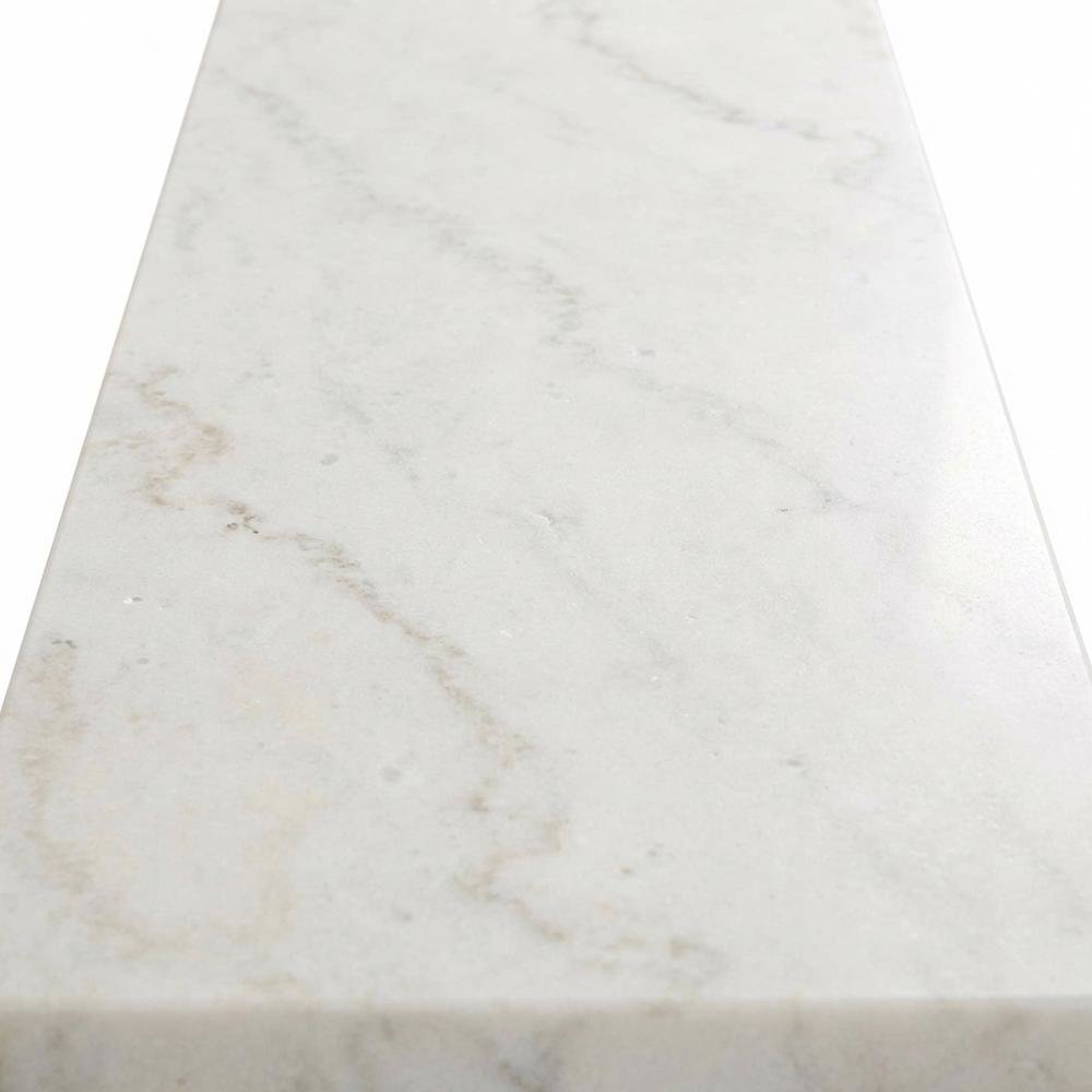 Rectangle Sofa Table, Marble Top, Transitional Console Table,Living Room,White. Picture 6