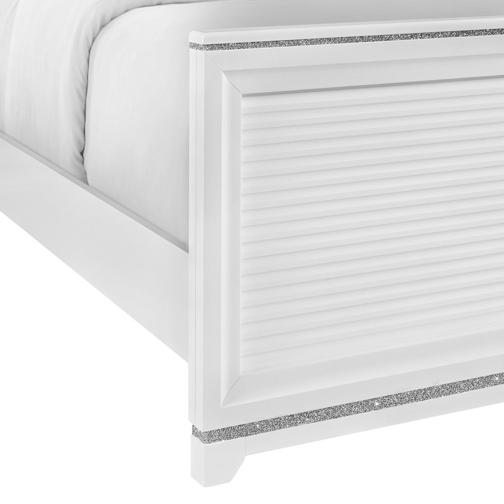 Xena Full UPH 5PC Bedroom Set with Lights in White. Picture 9