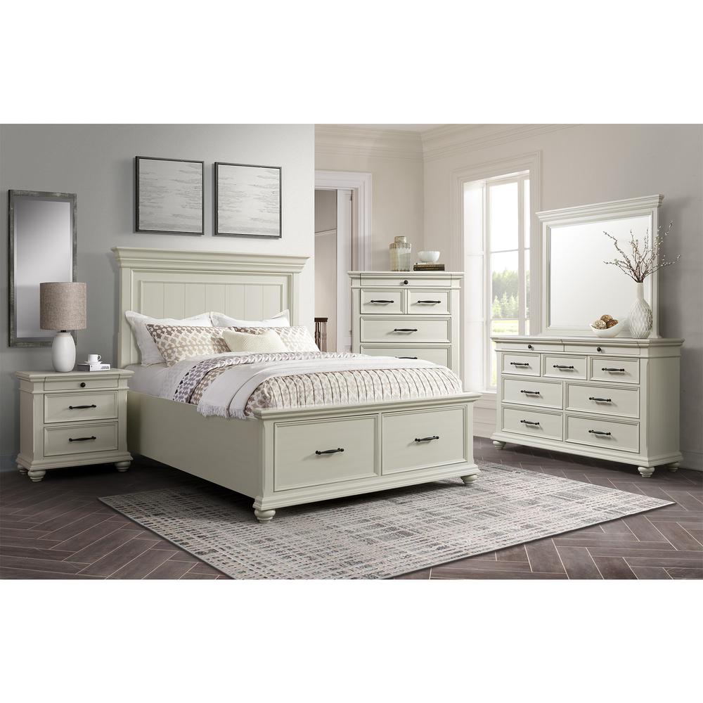 Brooks Queen Platform Storage 6PC Bedroom Set in White. Picture 2
