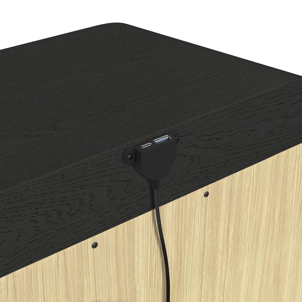 Ridgemont 2-Drawer Nightstand with USB in Black with Grain. Picture 5