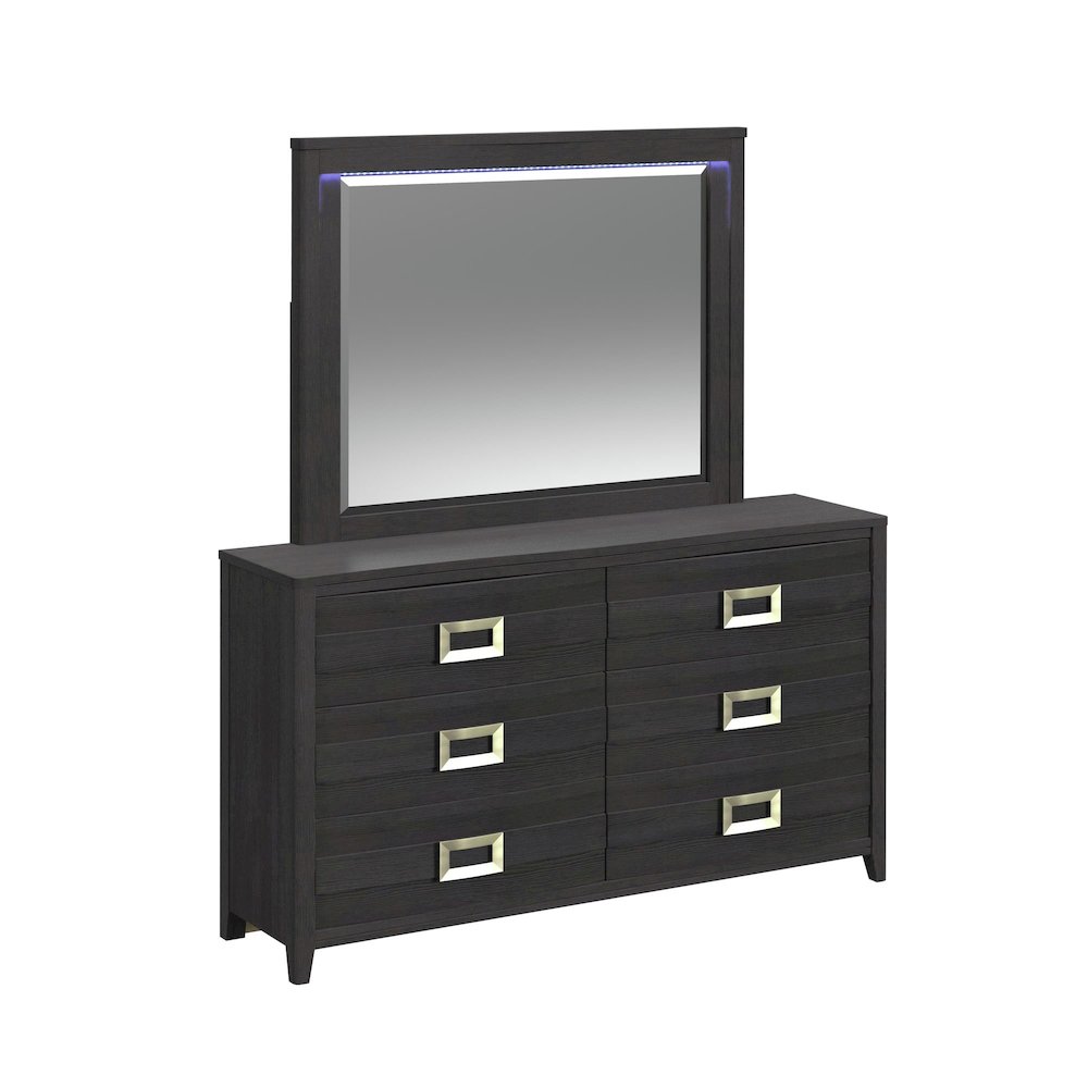 Tobias Dresser and Mirror Set with LED in Black. Picture 1