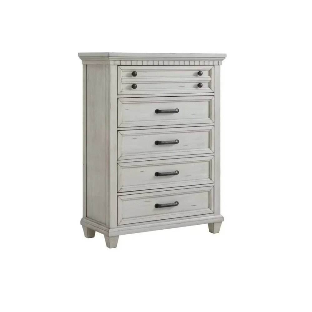 Windom 5-Drawer Chest in Antique White. Picture 1