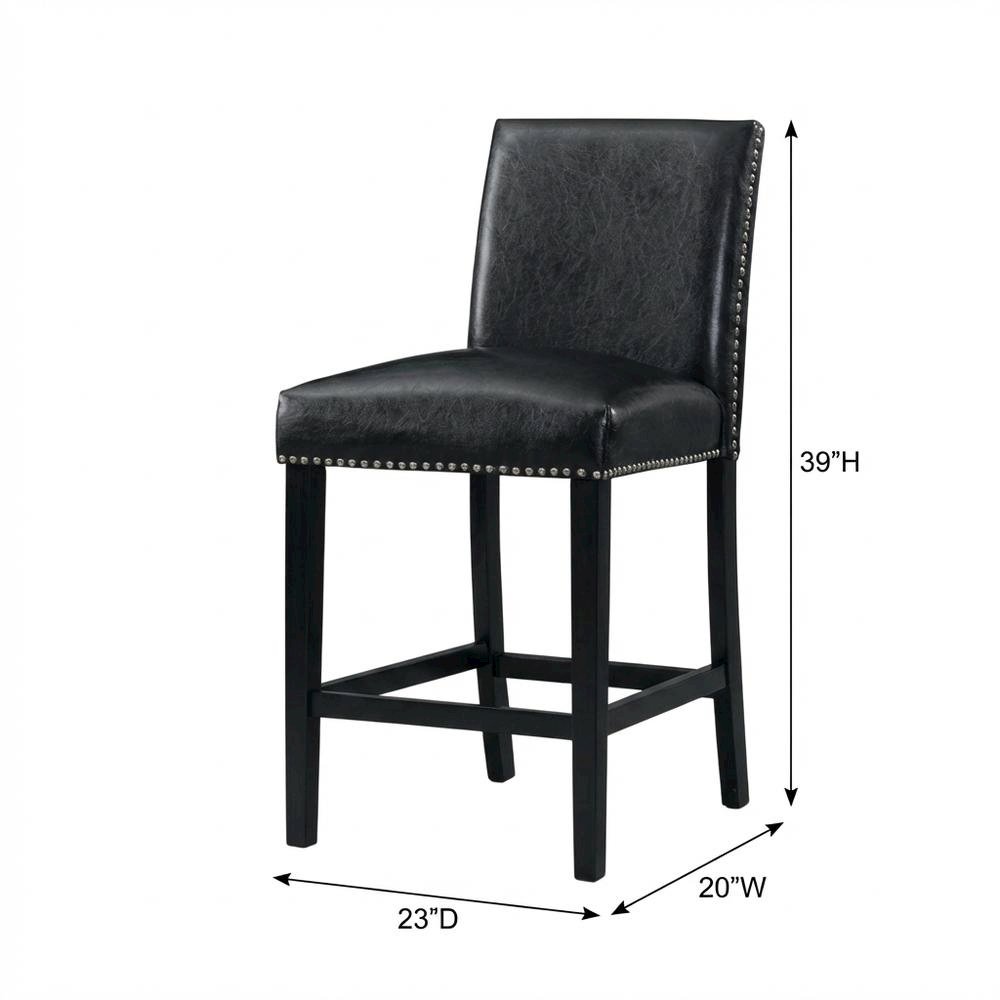 Upholstered Counter Height Side Chair, Transitional Accent Chair,Black, Set of 2. Picture 4