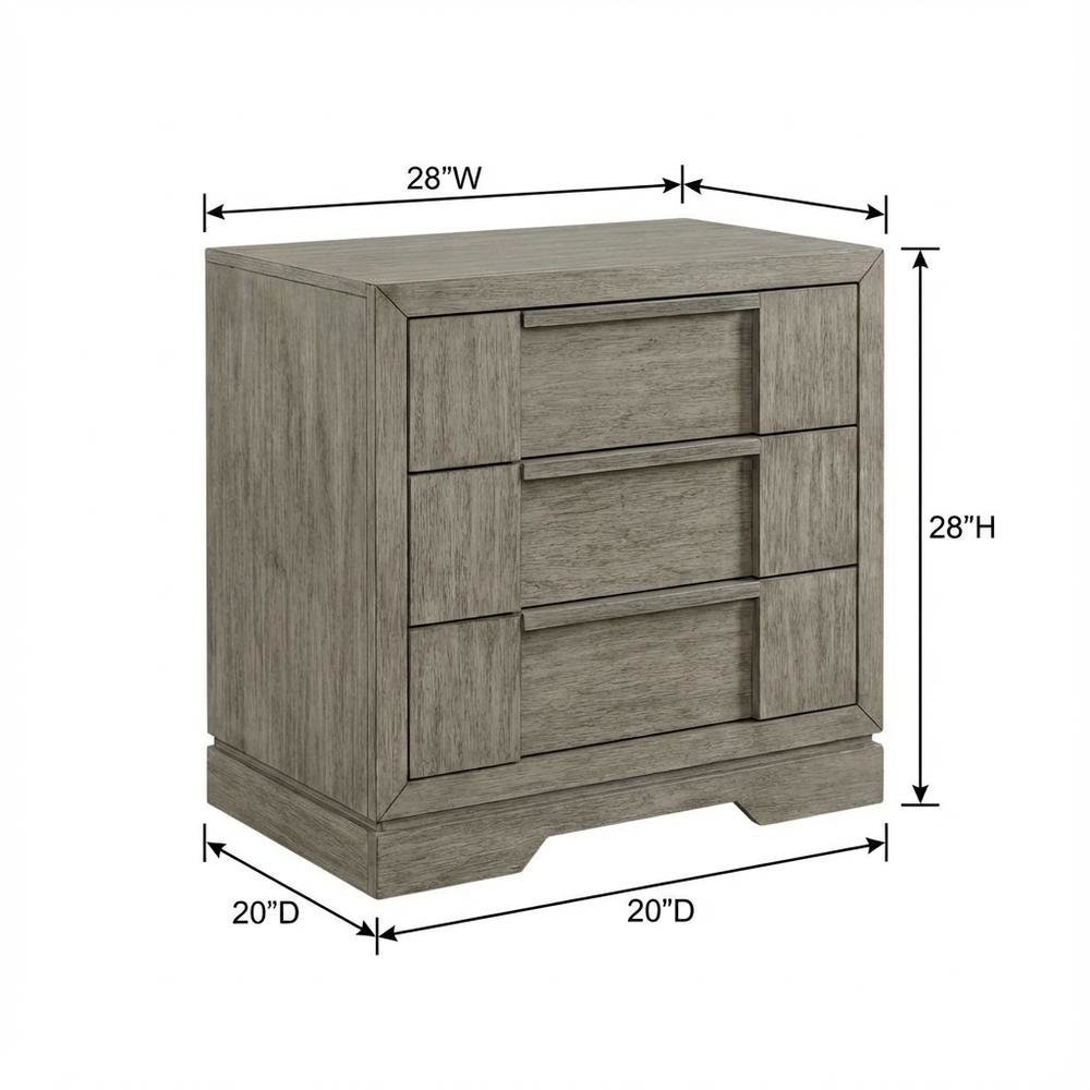 Grey 3-Drawer Nightstand with Usb Port for Modern Bedroom Storage. Picture 6