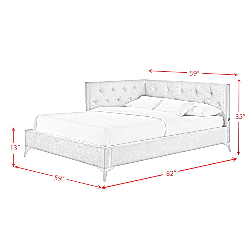 Juniper  Full UPH Corner Bed with LED and USB in Grey. Picture 10