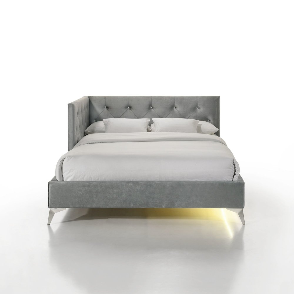 Juniper  Full UPH Corner Bed with LED and USB in Grey. Picture 2