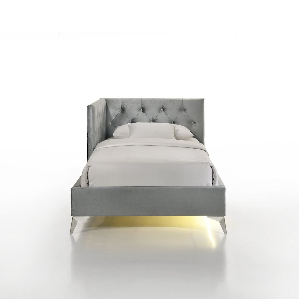 Juniper Twin UPH Corner Bed with LED and USB in Grey. Picture 2