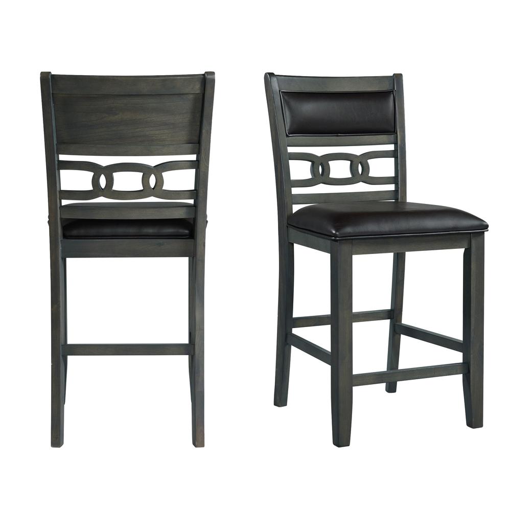 Taylor Counter Height Faux Leather Side Chair Set in Gray. Picture 1