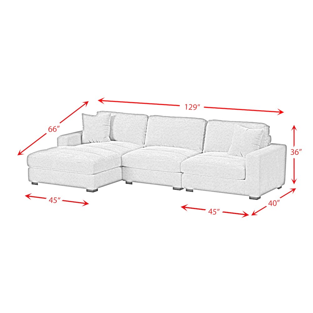 Arizona 3PC Sectional Set with LHF Chaise in Steno Black. Picture 8