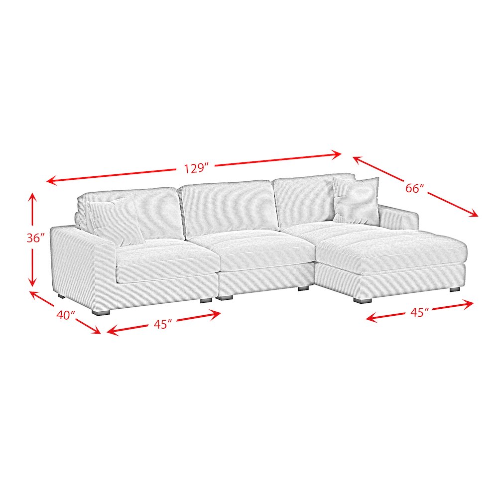 Mesa Modular 3PC Sectional Set with RHF Chaise in Steno Stone. Picture 8