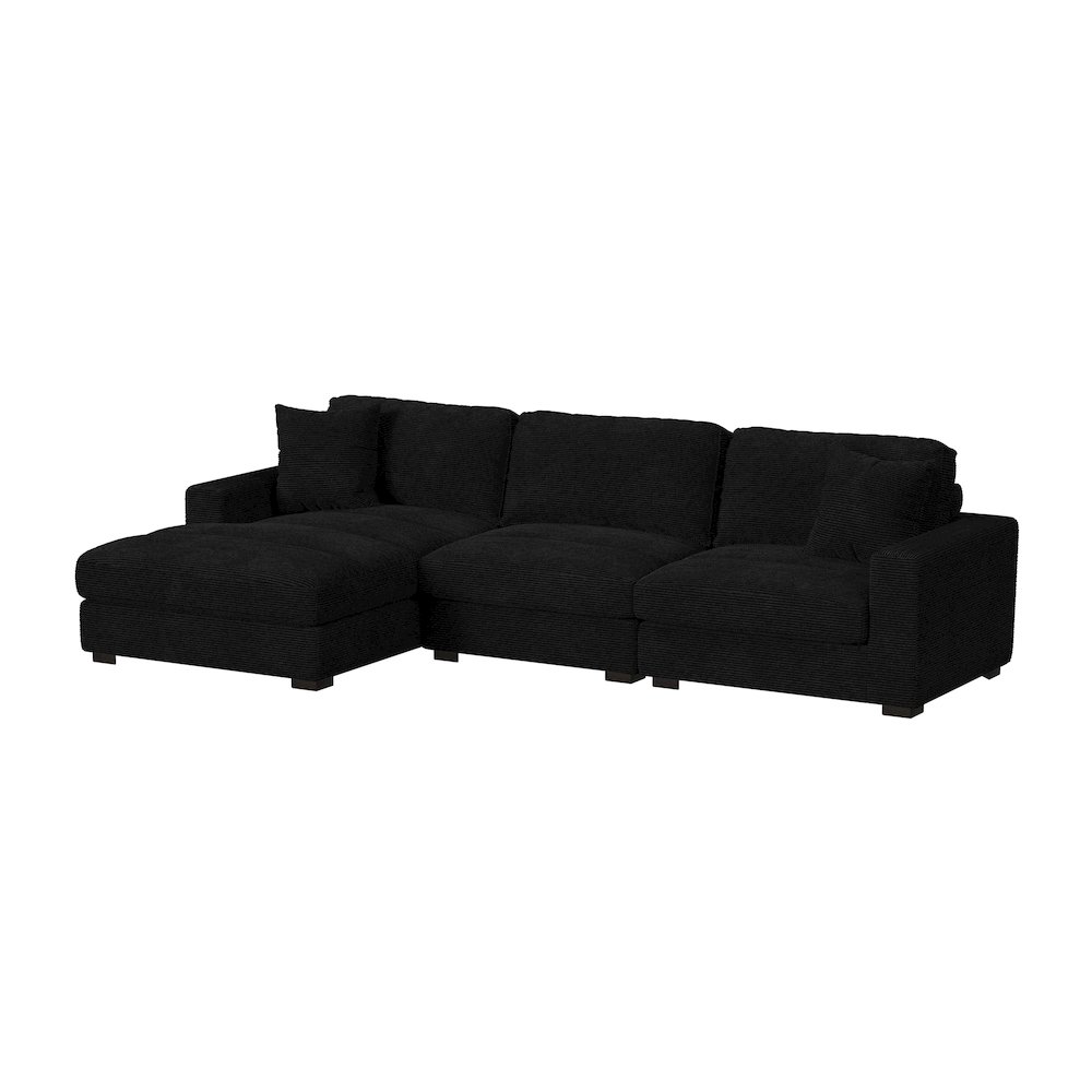 Arizona 3PC Sectional Set with LHF Chaise in Steno Black. Picture 1