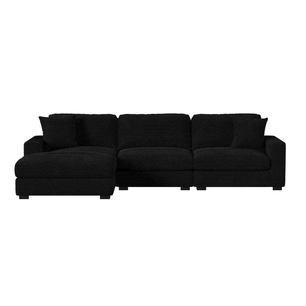 Arizona 3PC Sectional Set with LHF Chaise in Steno Black. Picture 2