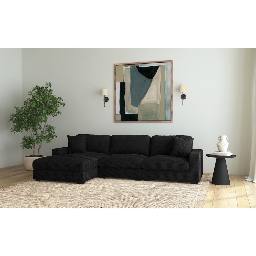 Arizona 3PC Sectional Set with LHF Chaise in Steno Black. Picture 7