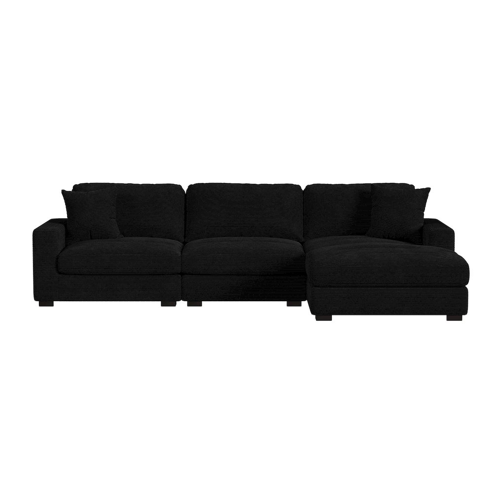 Arizona 3PC Sectional Set with RHF Chaise in Steno Black. Picture 2