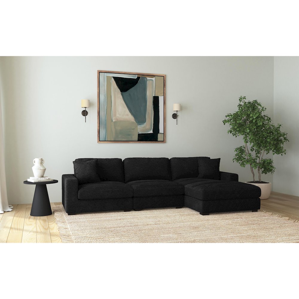 Arizona 3PC Sectional Set with RHF Chaise in Steno Black. Picture 7