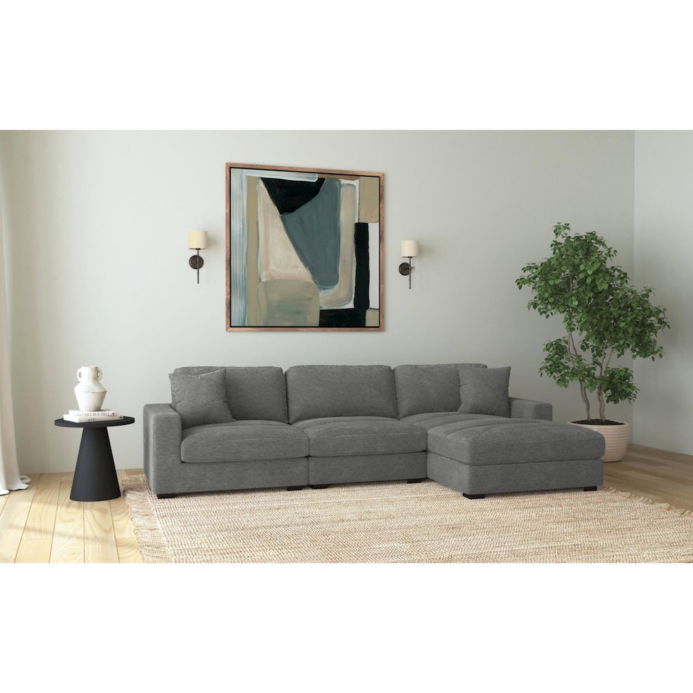 Mesa Modular 3PC Sectional Set with RHF Chaise in Steno Charcoal. Picture 4