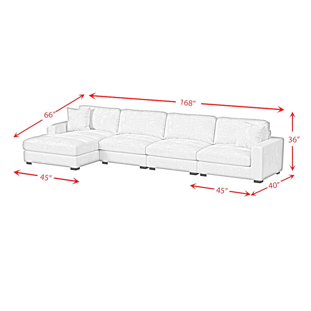 Arizona 4PC Sectional Set with LHF Chaise in Steno Black. Picture 8