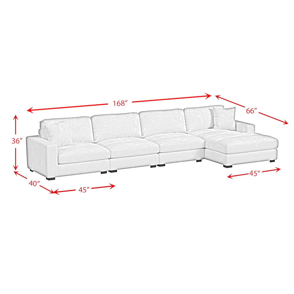 Mesa Modular 4PC Sectional Set with RHF Chaise in Steno Stone. Picture 7