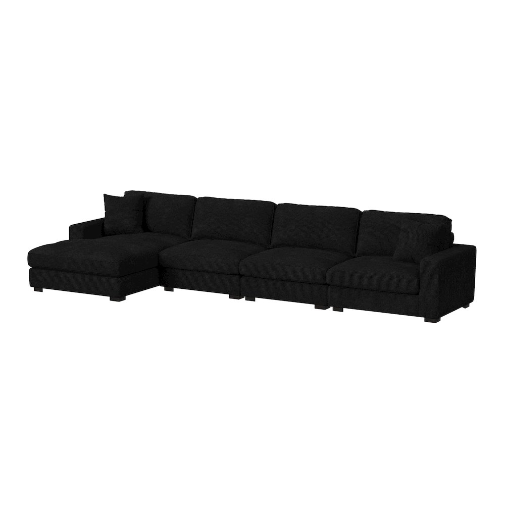 Arizona 4PC Sectional Set with LHF Chaise in Steno Black. Picture 1