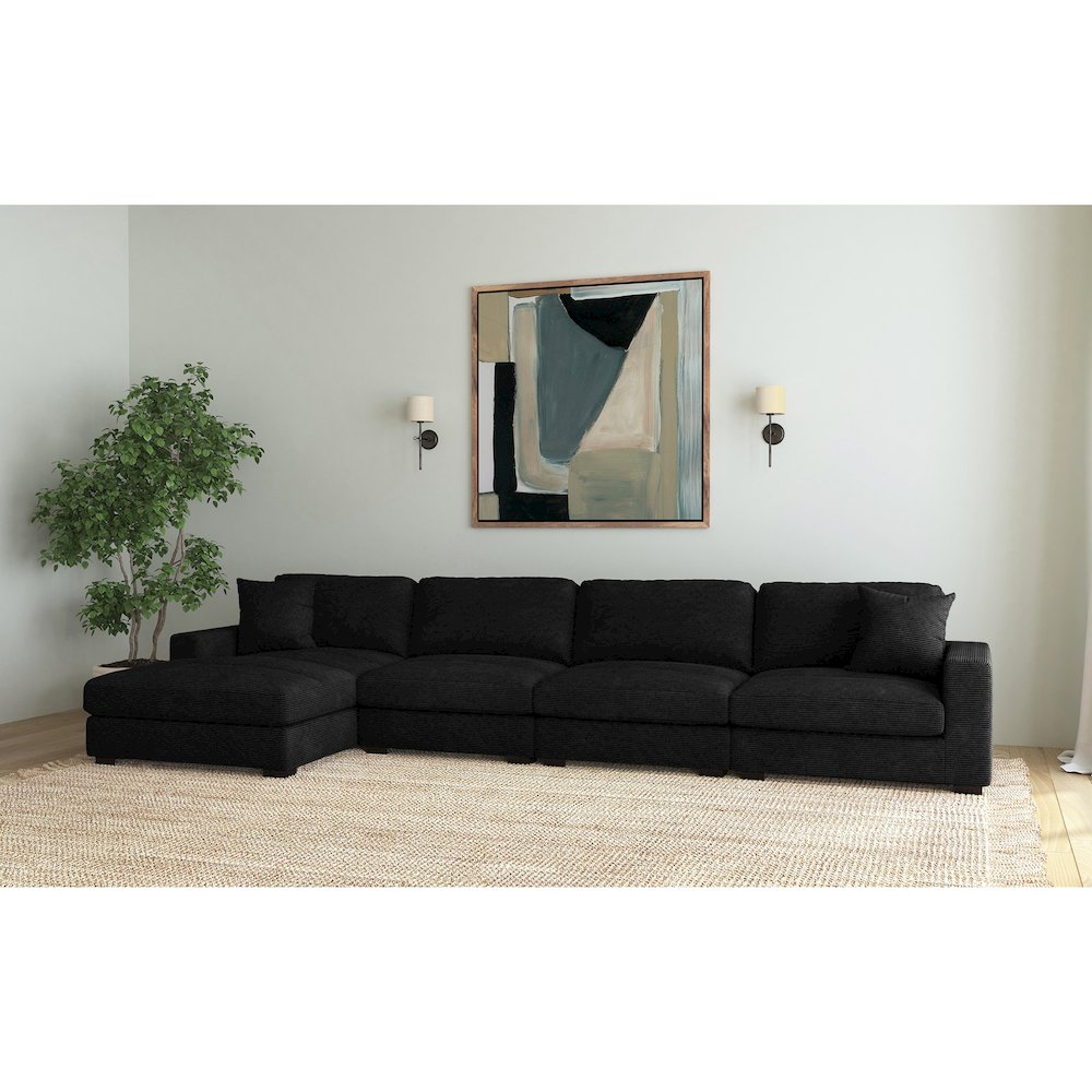 Arizona 4PC Sectional Set with LHF Chaise in Steno Black. Picture 7