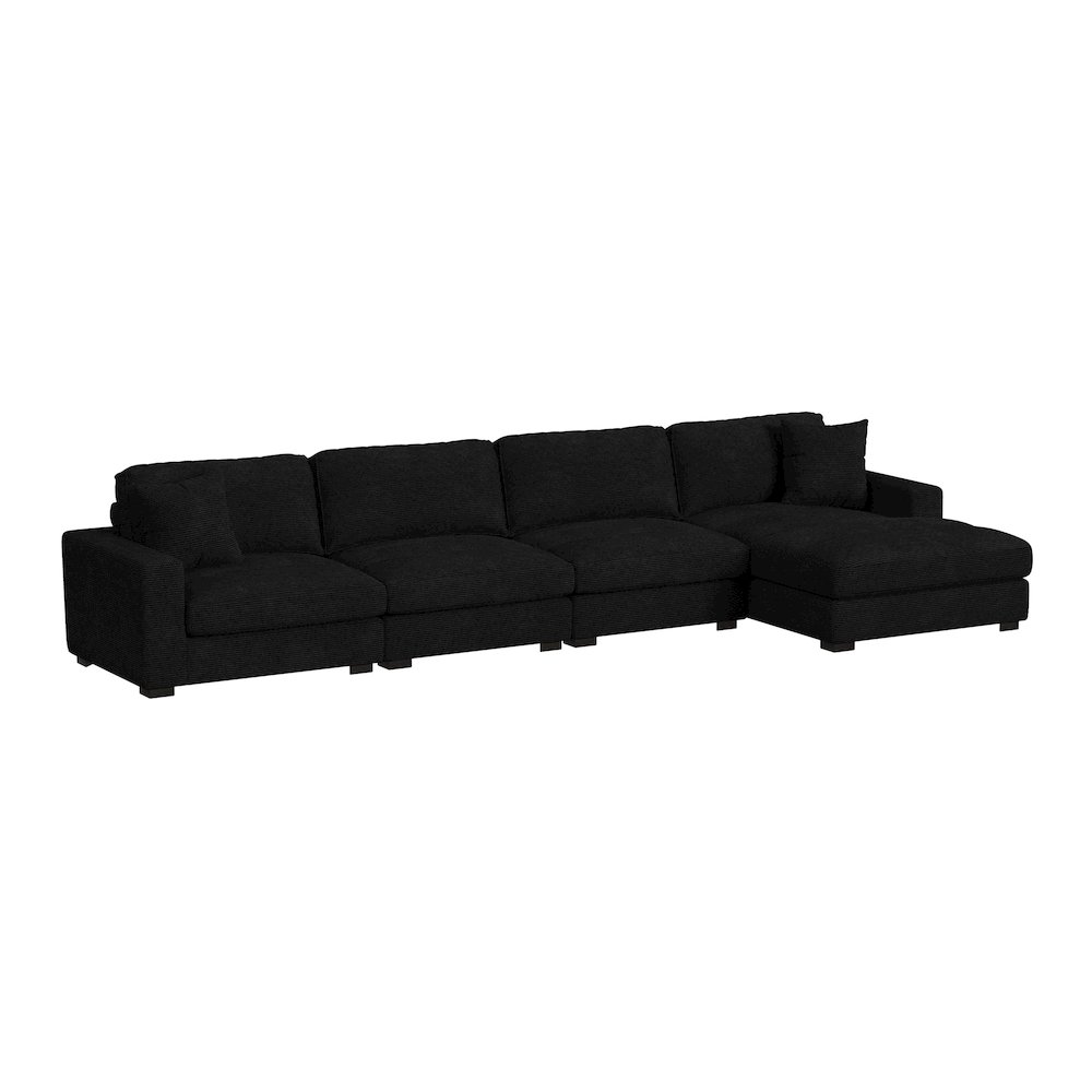 Arizona 4PC Sectional Set with RHF Chaise in Steno Black. Picture 1