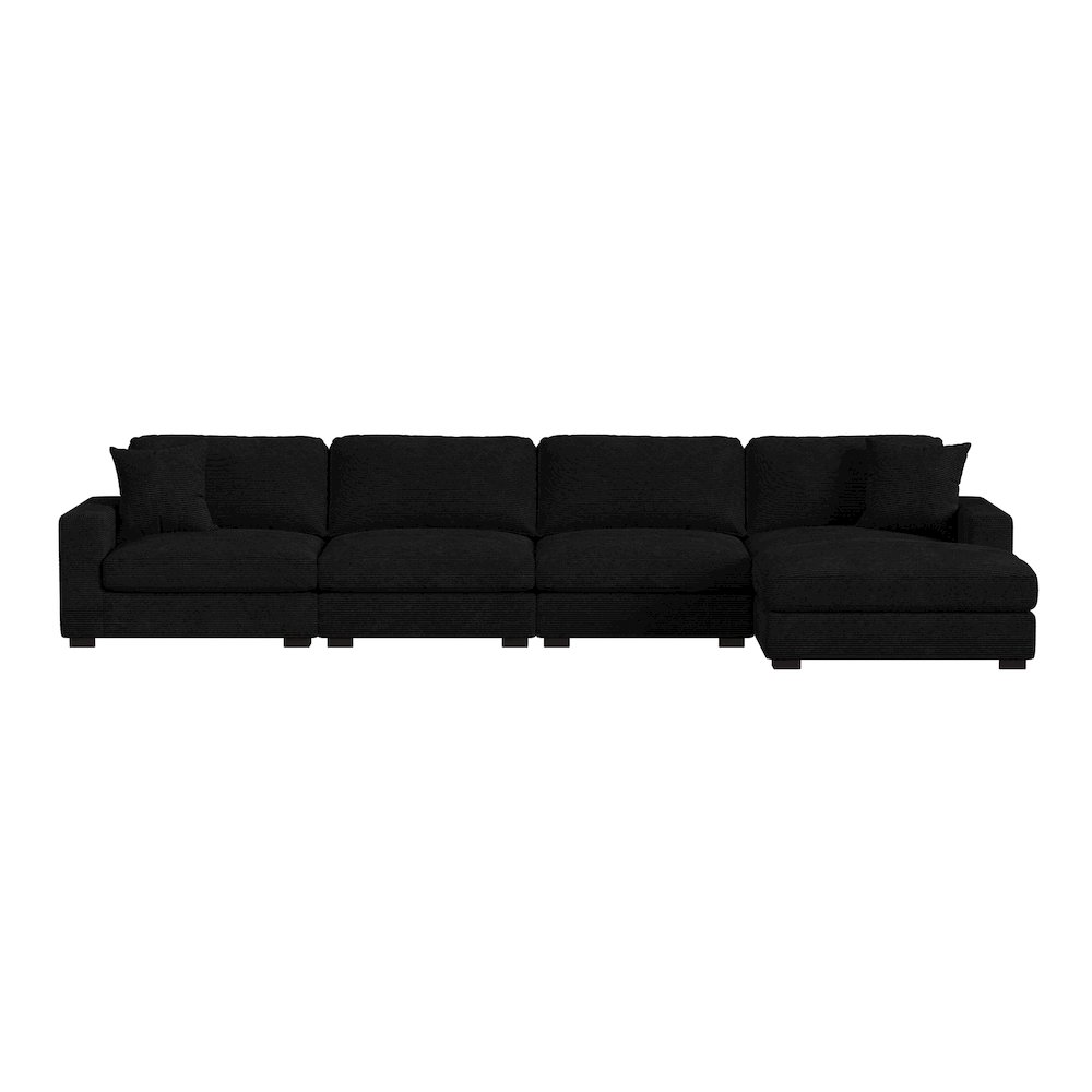 Arizona 4PC Sectional Set with RHF Chaise in Steno Black. Picture 2