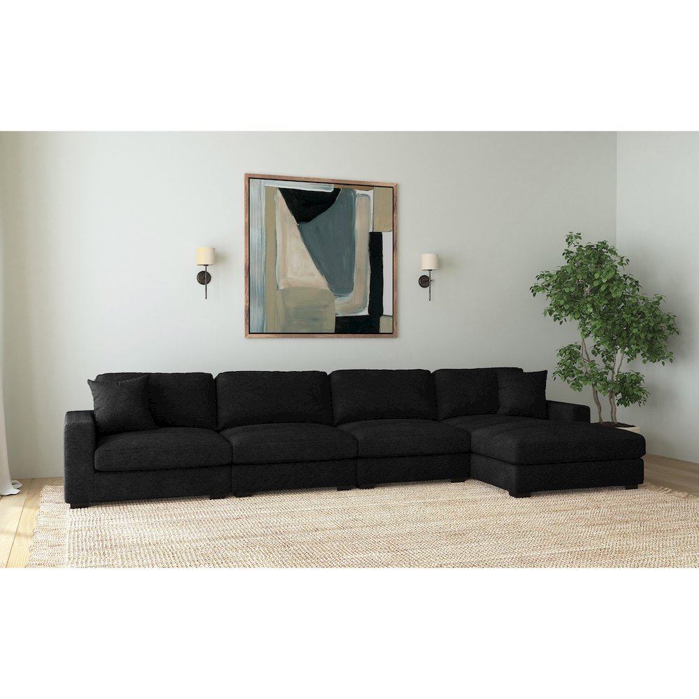 Arizona 4PC Sectional Set with RHF Chaise in Steno Black. Picture 7