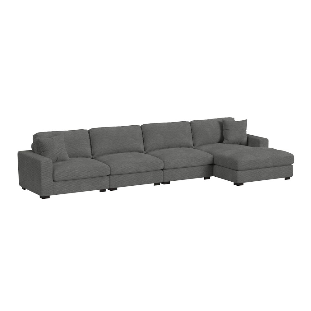 Mesa Modular 4PC Sectional Set with RHF Chaise in Steno Charcoal. Picture 1