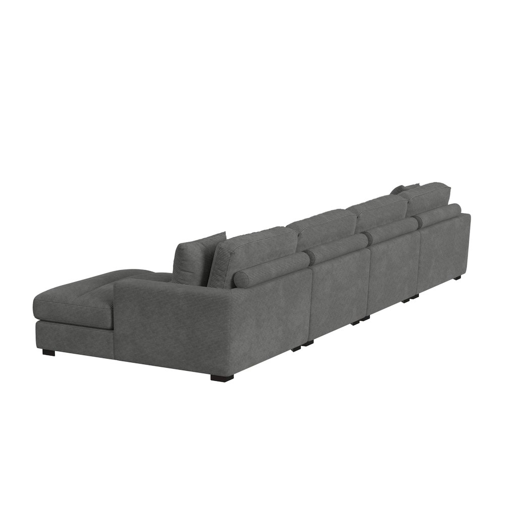 Mesa Modular 4PC Sectional Set with RHF Chaise in Steno Charcoal. Picture 3