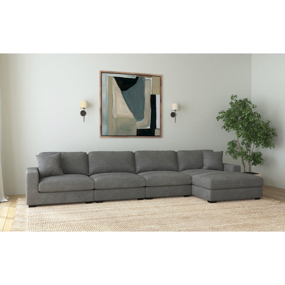 Mesa Modular 4PC Sectional Set with RHF Chaise in Steno Charcoal. Picture 4