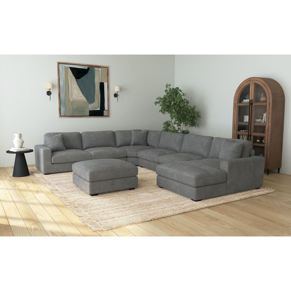 Mesa Modular 7PC Sectional Set with RHF Chaise in Steno Charcoal. Picture 5