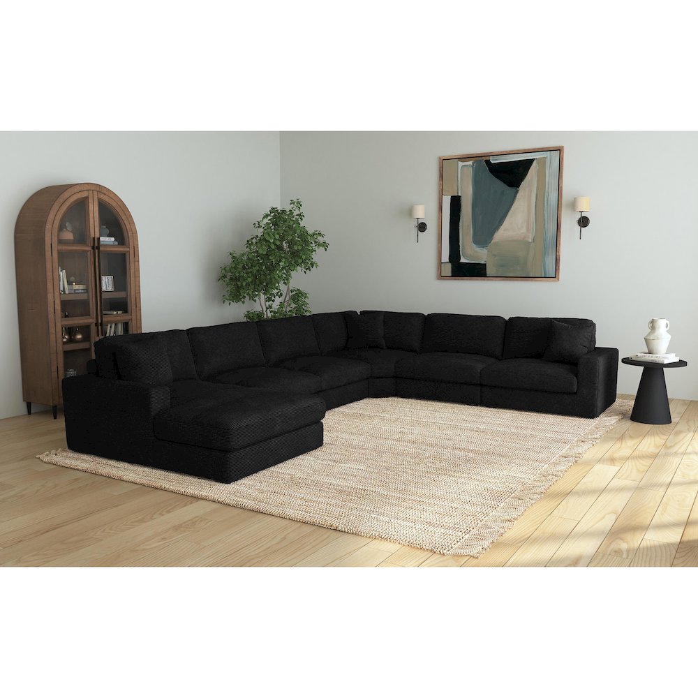 Arizona 6PC Sectional Set with LHF Chaise in Steno Black. Picture 7