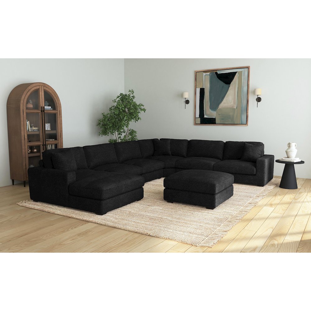 Arizona 7PC Sectional Set with LHF Chaise in Steno Black. Picture 8