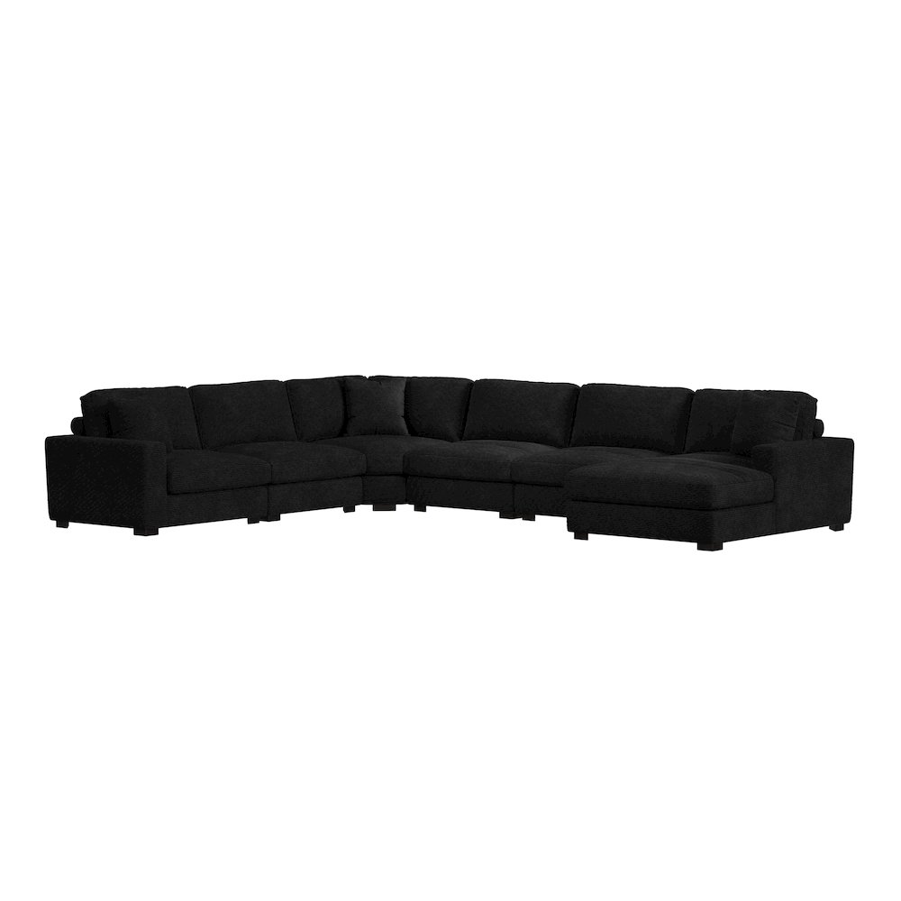 Arizona 6PC Sectional Set with RHF Chaise in Steno Black. Picture 1