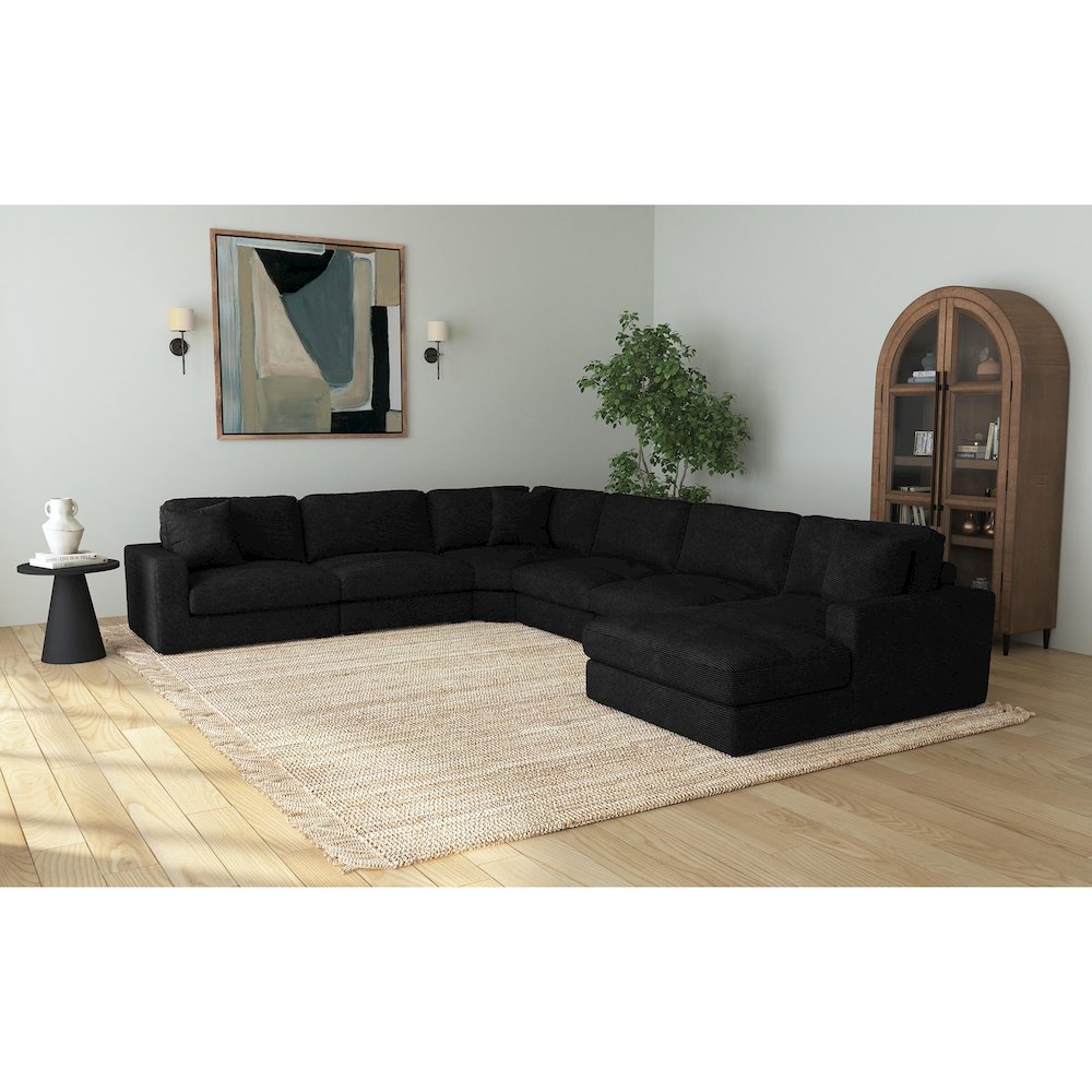 Arizona 6PC Sectional Set with RHF Chaise in Steno Black. Picture 7