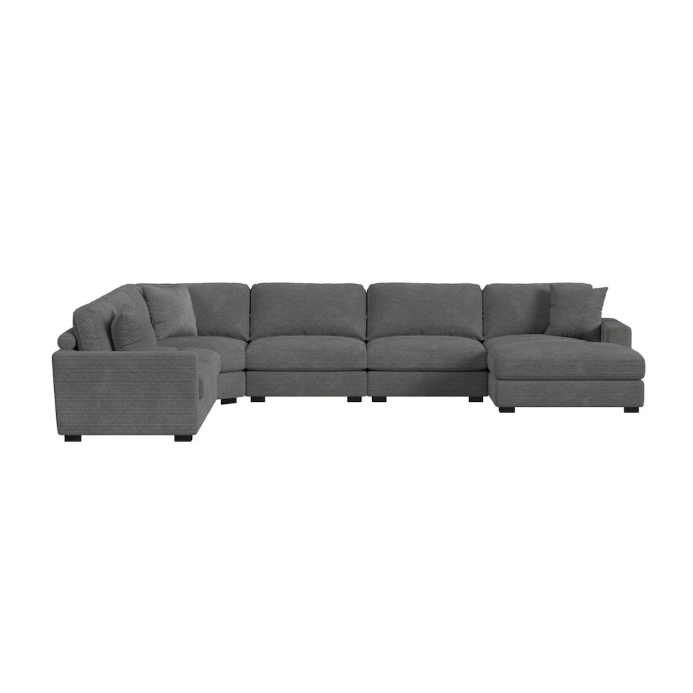 Mesa Modular 6PC Sectional Set with RHF Chaise in Steno Charcoal. Picture 3
