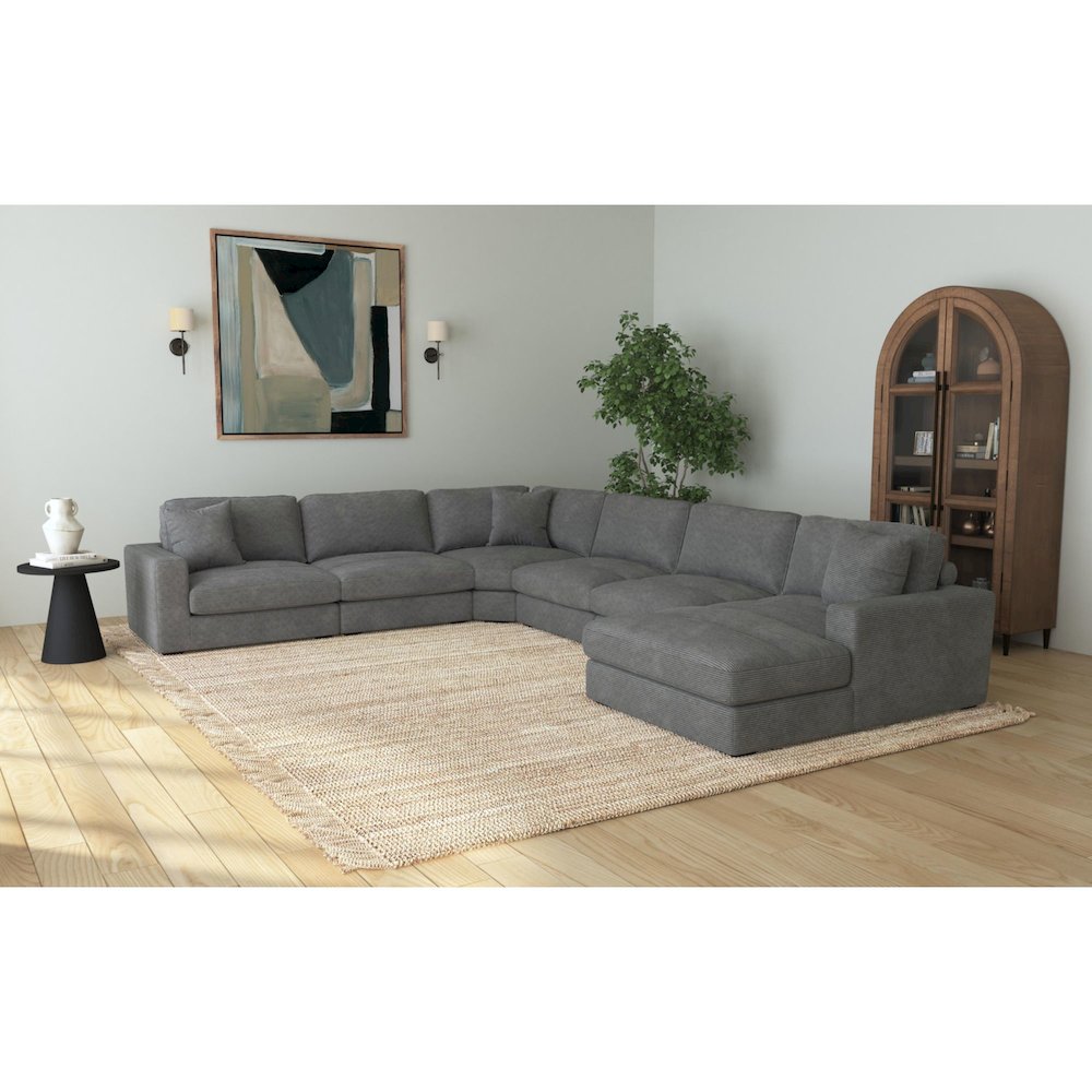 Mesa Modular 6PC Sectional Set with RHF Chaise in Steno Charcoal. Picture 4