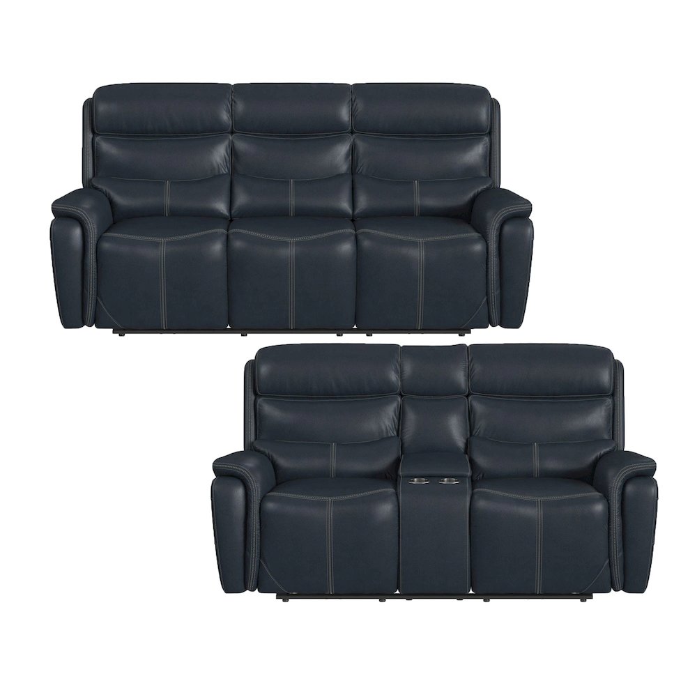 Florin  2PC Living Room Set in Pebble Navy-Sofa & Loveseat. Picture 1