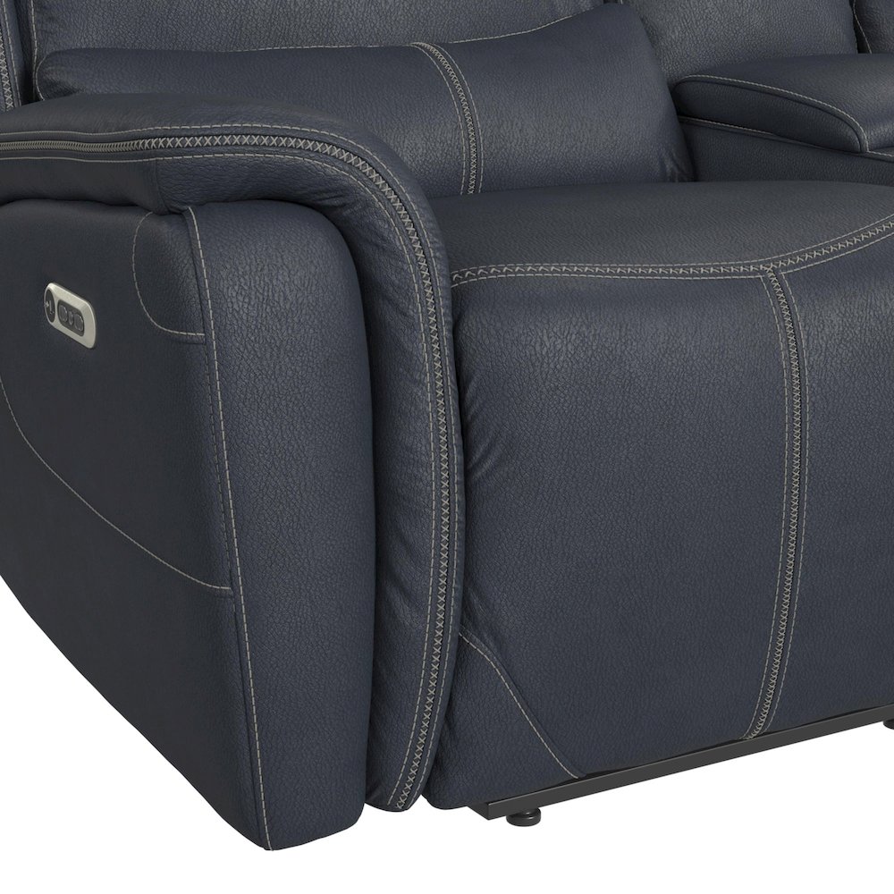 Florin Power Motion Loveseat with Power Headrest and Console in Pebble Navy. Picture 5