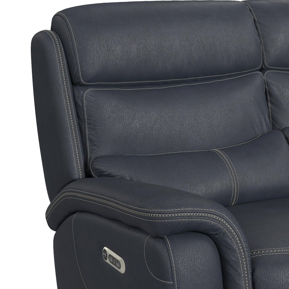 Florin Power Motion Loveseat with Power Headrest and Console in Pebble Navy. Picture 4