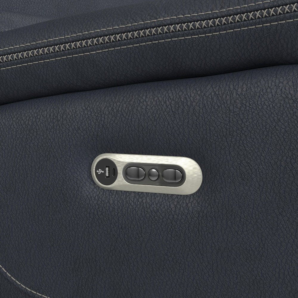 Florin Power Motion Loveseat with Power Headrest and Console in Pebble Navy. Picture 7
