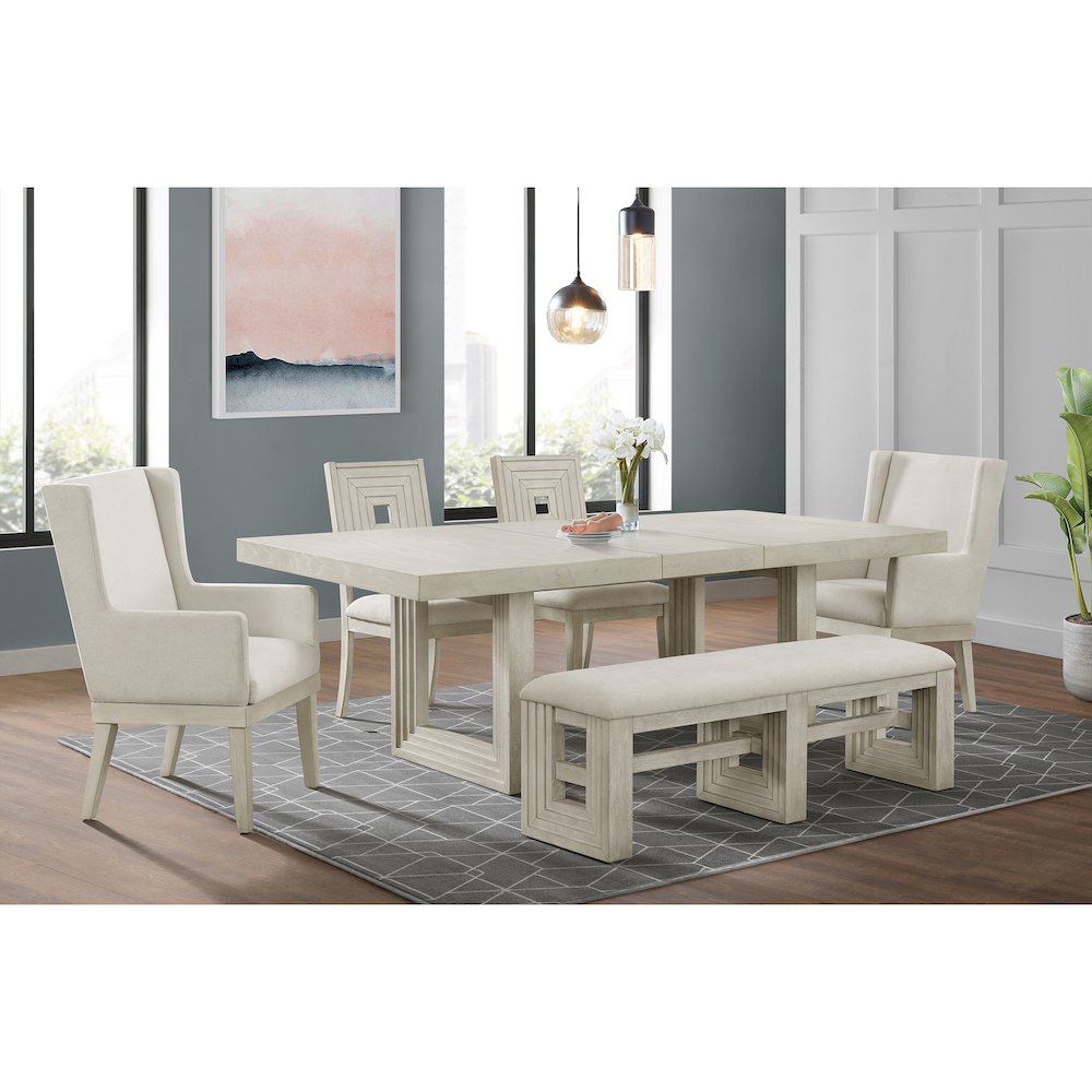 Rhiannon Dining Bench in Antique White. Picture 3