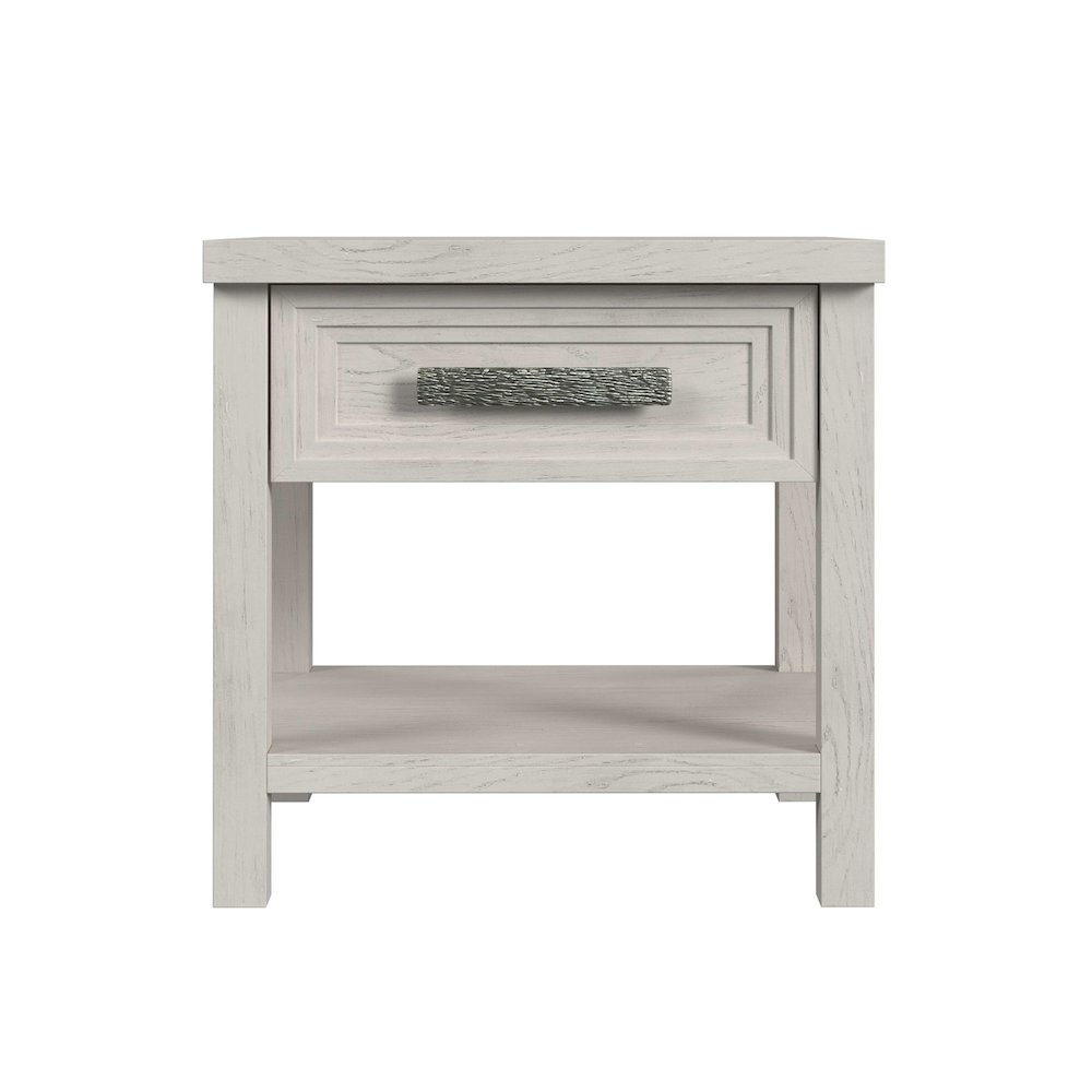 Avalanche End Table with USB in Antique White. Picture 2