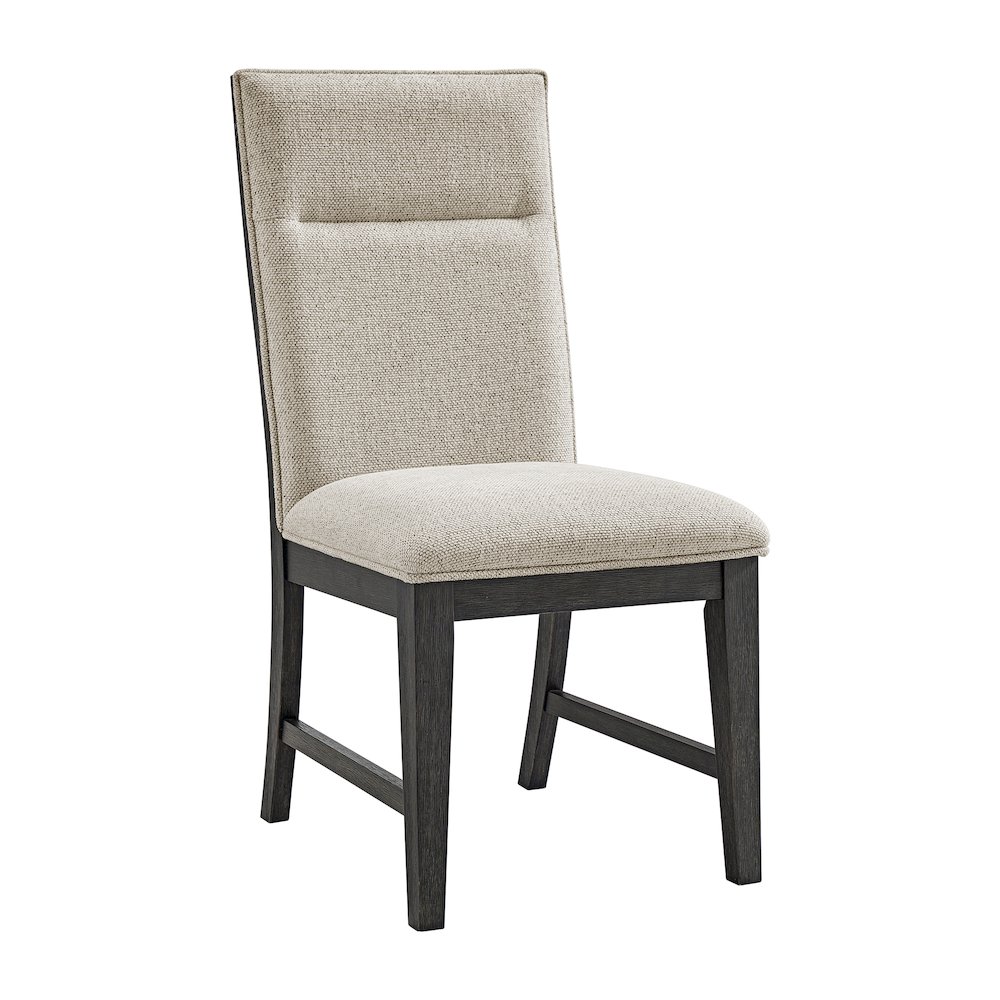 Edge Dining Chair with Light Grey Fabric in Espresso. Picture 1