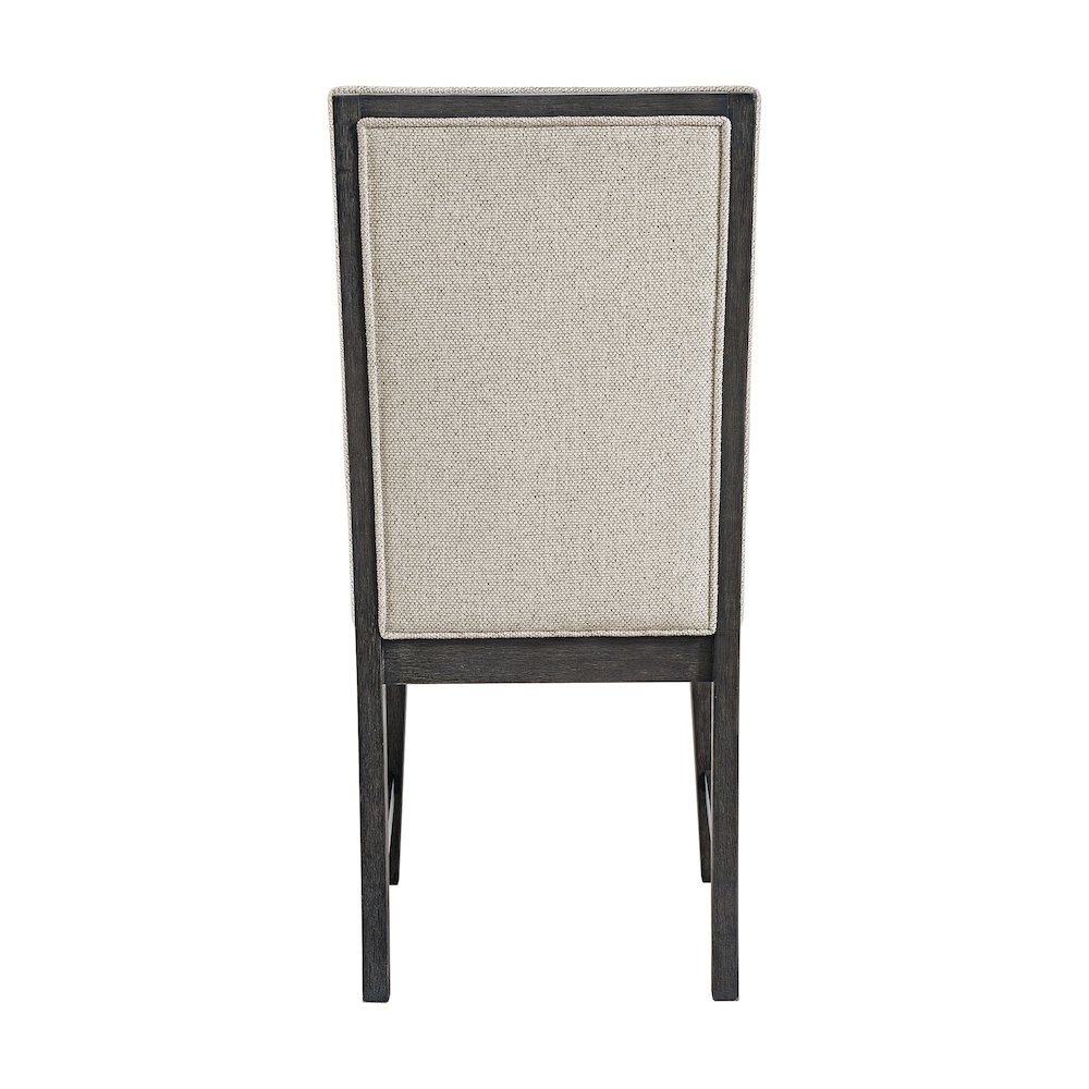 Edge Dining Chair with Light Grey Fabric in Espresso. Picture 4