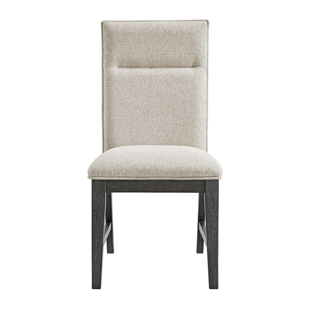 Edge Dining Chair with Light Grey Fabric in Espresso. Picture 3
