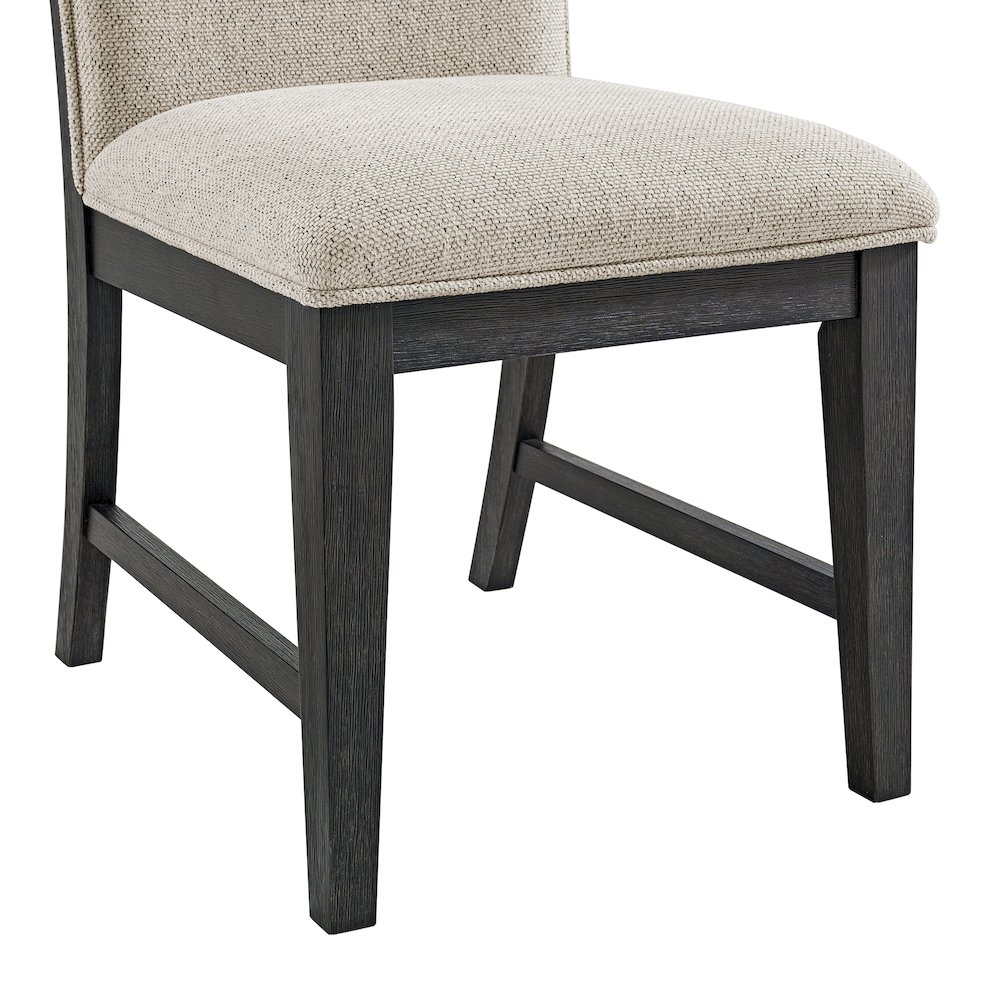 Edge Dining Chair with Light Grey Fabric in Espresso. Picture 6