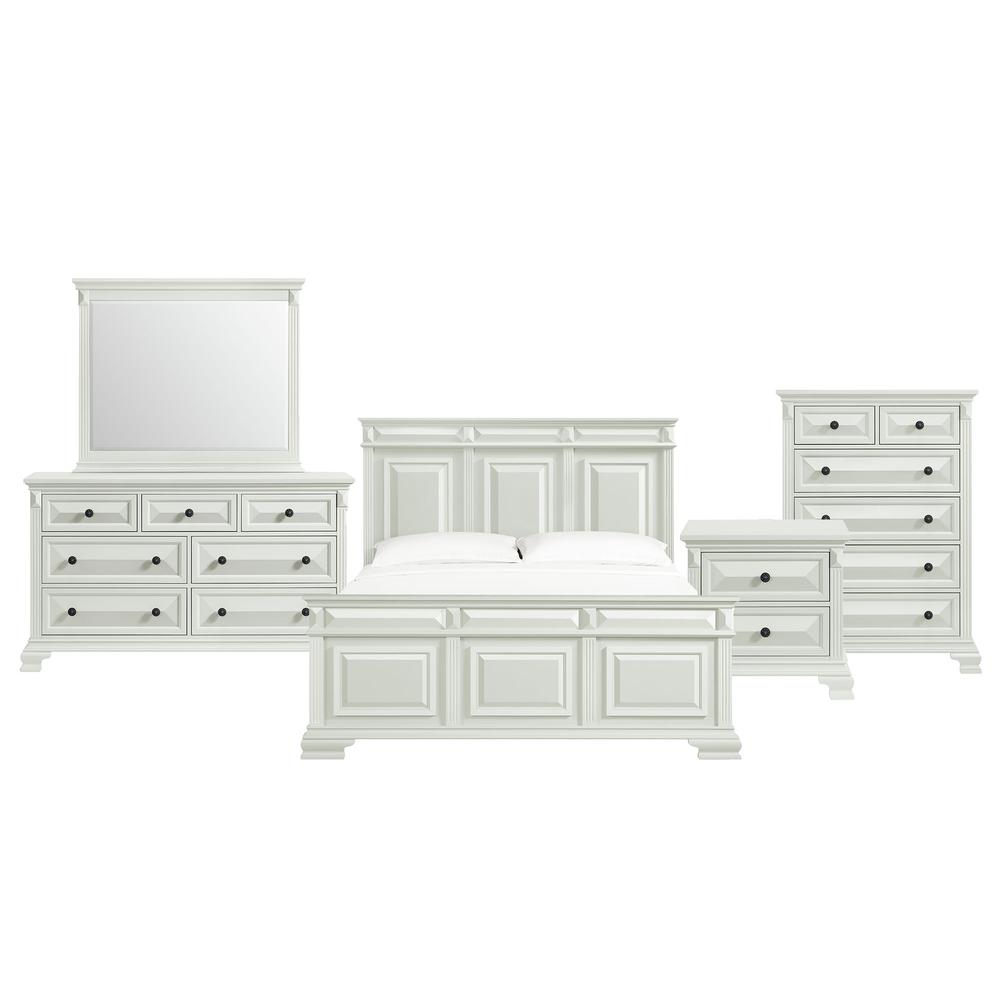 Sumner King Panel 5PC Bedroom Set in Antique White. Picture 1